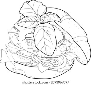 Printable Vector Line Art Food Coloring Page For Kids And Adults