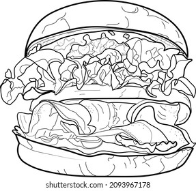 Printable Vector Line Art Food Coloring Page For Kids And Adults