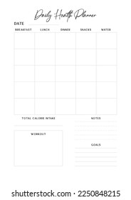 Printable vector planner. Modern business organizer template. Blank Vertical journal notebook page. Background design frame. Paper sheet size A4.Checklist,date,notes, habit tracker.