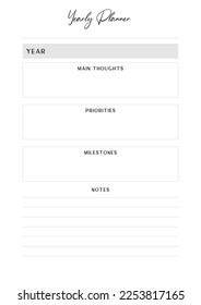 Printable vector planner. Modern business organizer template. Blank Vertical journal notebook page. Background design frame. Paper sheet size A4.Checklist,date,notes, habit tracker.