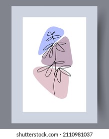 Printable wall art vector poste. Hand drawn minimalism design for scandinavian interior.