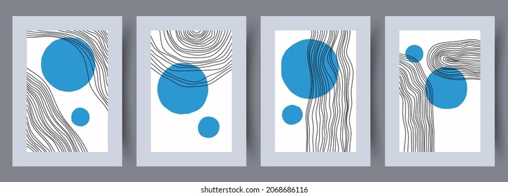 Printable wall art vector poster set. Hand drawn minimalism design for scandinavian interior.