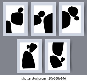 Printable wall art vector poster set. Hand drawn minimalism design for scandinavian interior.