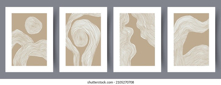 Printable wall art vector poster set. Scandinavian abstract vector print set for modern interior. Printable poster design.