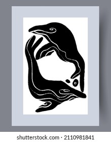 Afiche de vectores de arte mural imprescriptible. Diseño minimalista con dibujos a mano para interiores escandinavos.