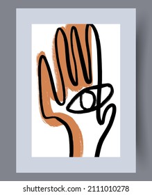 Printable wall art vector poster. Hand drawn minimalism design for scandinavian interior.