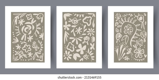 Printable wall art vector poster set. Scandinavian abstract vector print set for modern interior. Printable poster design.
