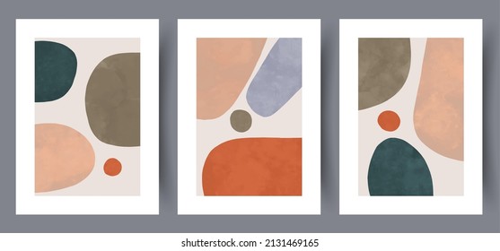 Printable wall art vector poster set. Scandinavian abstract vector print set for modern interior. Printable poster design.