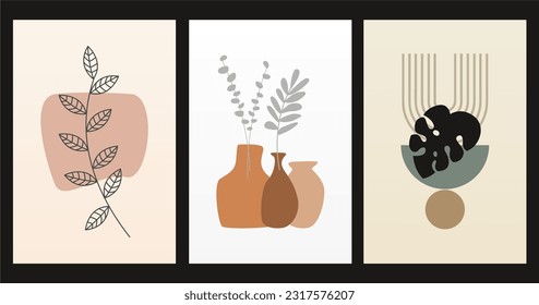 Printable wall decor leaf boho poster art. Leaf boho mid century wall art decoration