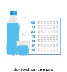 Printable water tracker for week or month. Bullet journal water tracker sticker. Drinking enough water, hydration challenge.