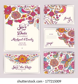  Printable Wedding Invitation Template: invitation, envelope, thank you card, save the date cards. Wedding set. RSVP card. Marriage event. Valentine, seamless pattern is masked and complete.