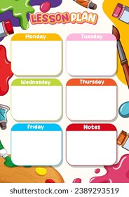 Un plan de clases semanal imprimible con un tema de arte colorido