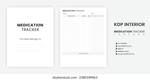 Printable Weekly Medication Tracker Template. Editable Daily Medication Planner Logbook