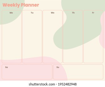 Printable weekly planner with colorful, cute, and simple pattern, for weekly use.