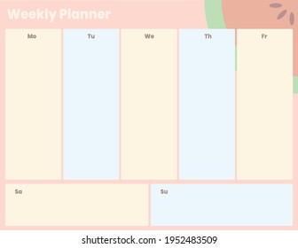 Printable weekly planner with colorful, cute, and simple watermelon illustrations, for weekly use.
