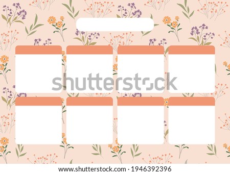 Printable weekly planner. Floral planner template. Vector planner design for web and print. Trendy floral background texture for stationery design. Modern illustrations. 