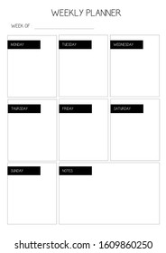 Printable Weekly Planner Notes Stock Vector (Royalty Free) 1609860250 ...