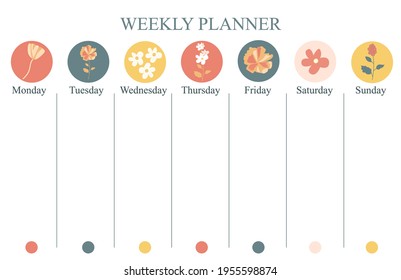 Printable weekly planner, organiser. Hand-drawn notes, to-do, and to-buy list. Festively decorated vintage planning sheets. Time management concept. Pre-made stationery organizers.