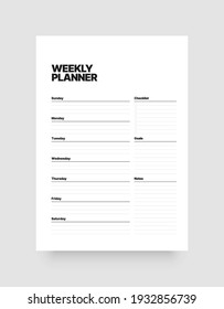 Printable Weekly Planner Template. Business Organizer Page For Effective Planning. Week Starts On Sunday.