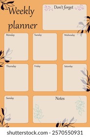 Printable weekly planner template for journaling, diary, productivity, goal setting, business, school, study schedule, coaching.