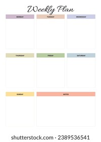 Printable weekly planner template start monday