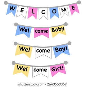 Printable Welcome Baby Decorations, Gender Reveal Party Flags