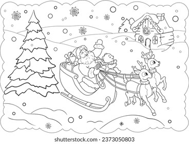 Printable Winter Scene Coloring Pages. printable worksheet for kids. 