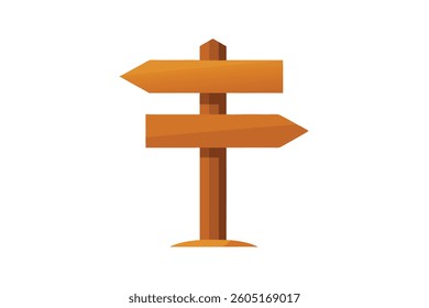 Printable Wooden Direction Sign Isolated on White