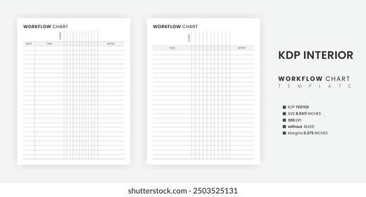 Printable Workflow Chart Template, Process Flow Diagram, Project Management Organizer Notebook, Project Work flow Plan