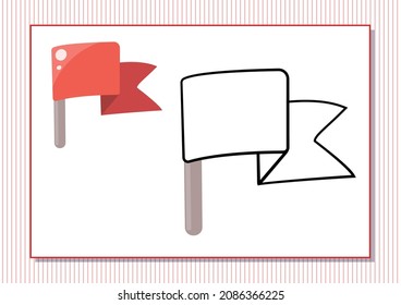 Printable worksheet. Coloring book. Cute cartoon flag. Vector illustration. Horizontal A4 page Color red.
