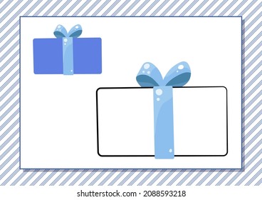 Druckbares Arbeitsblatt. Farbbuch. Cute Cartoon Geschenkbox. Vektorgrafik. Horizontale A4-Seite - Farbblau