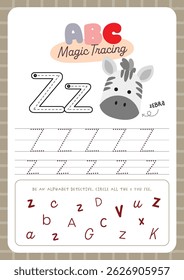 Printable worksheet featuring cute kawaii alphabet tracing activity for kids fun learning perfect for preschool and kindergarten to practice handwriting and letter recognition