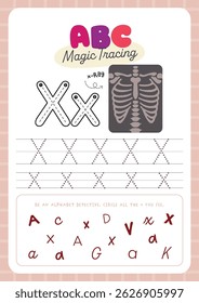 Printable worksheet featuring cute kawaii alphabet tracing activity for kids fun learning perfect for preschool and kindergarten to practice handwriting and letter recognition