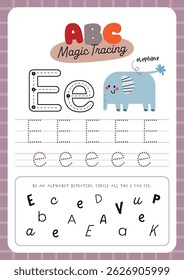 Printable worksheet featuring cute kawaii alphabet tracing activity for kids fun learning perfect for preschool and kindergarten to practice handwriting and letter recognition