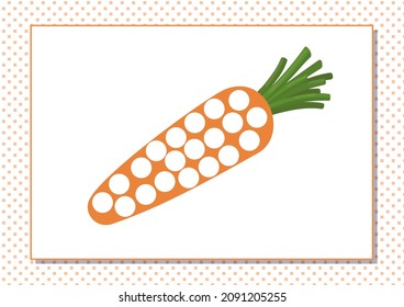 Printable worksheet. Finger painting. Cute cartoon carrot. Vector illustration. Horizontal A4 page Color orange.