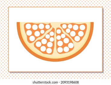Printable worksheet. Finger painting. Cute cartoon orange slice. Vector illustration. Horizontal A4 page.