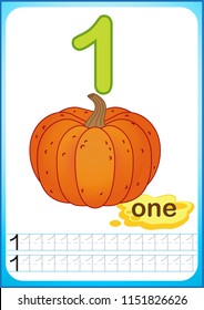 Printable worksheet for kindergarten and preschool. Exercises for writing numbers. Bright Vegetable harvest chili pepper, pumpkin, onion, aubergine, cabbage, tomato, carrot, cucumber, radish, beetroot