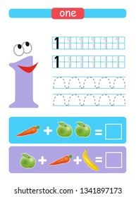 Printable worksheet for kindergarten and preschool. Learning numbers. One