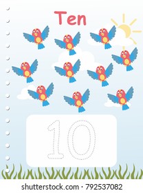 Printable worksheet for kindergarten and preschool. We train to write numbers and letters