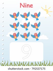 Printable worksheet for kindergarten and preschool. We train to write numbers and letters