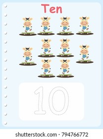 Printable worksheet for kindergarten and preschool. We train to write numbers and letters
