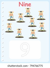 Printable worksheet for kindergarten and preschool. We train to write numbers and letters
