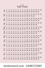 Printable Yearly Habit Tracker Vector 