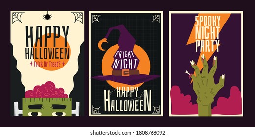 Printables Poster/Banner Set of Halloween Party Invitations 