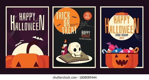 Printables Poster/Banner set Party Invitation or Greeting Cards of Halloween Party