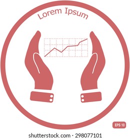 Printchart icon with hand, vector illustration