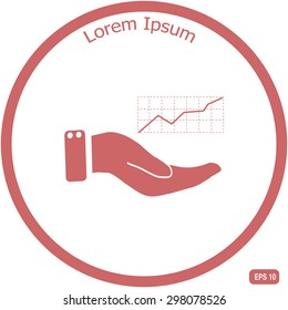 Printchart icon with hand, vector illustration
