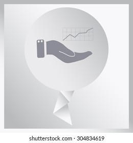 Printchart icon with hand, vector illustration