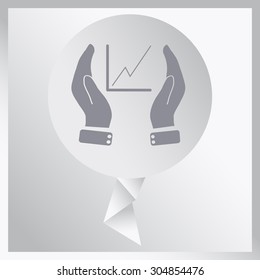 Printchart icon with hand, vector illustration