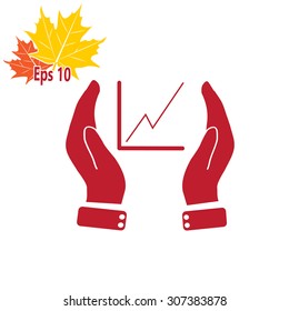 Printchart icon with hand, vector illustration